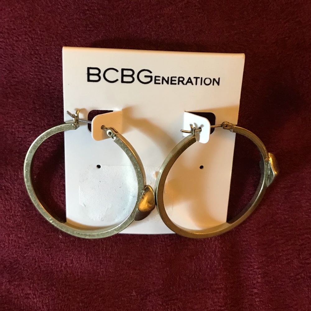Bcbg metallic hoop earrings.